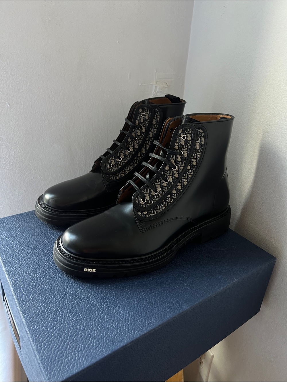 BNIB Authentic Christian Dior homme Explorer Combat Boots Leather Oblique 44 11 - Picture 2 of 14